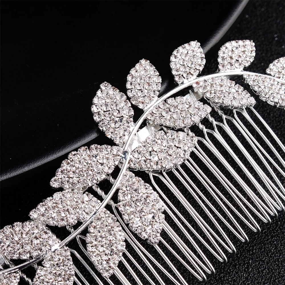 CZ crystals leaf hair comb